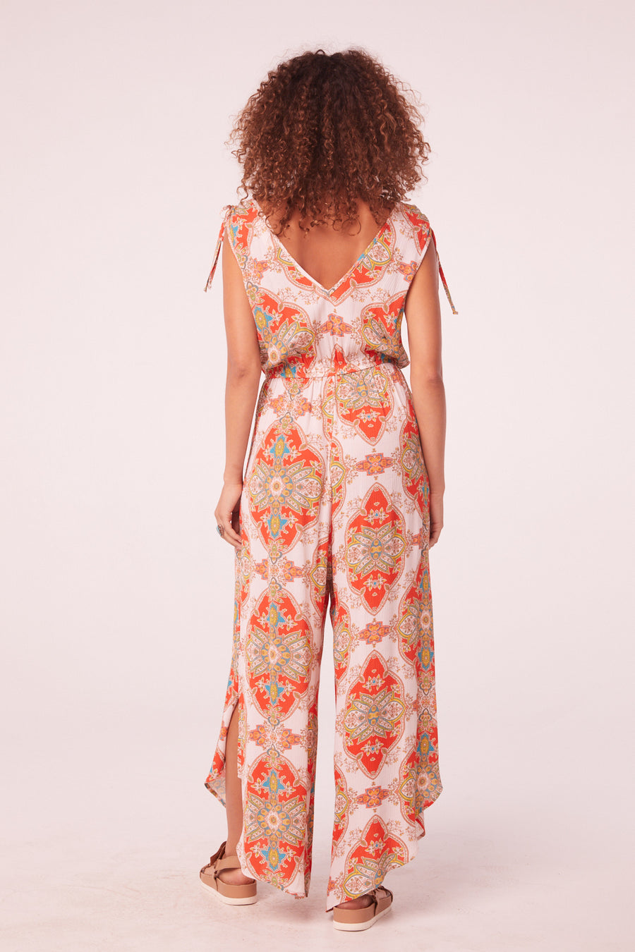 Asilah Orange Medallion Wide Leg Jumpsuit