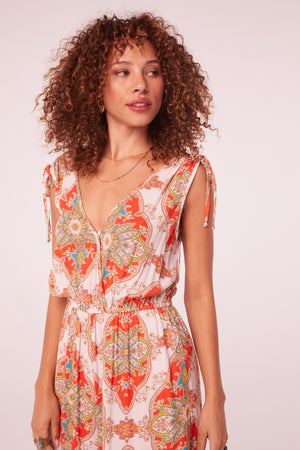 Asilah Orange Medallion Wide Leg Jumpsuit