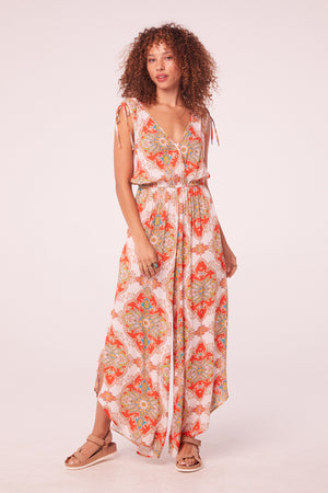 Asilah Orange Medallion Wide Leg Jumpsuit