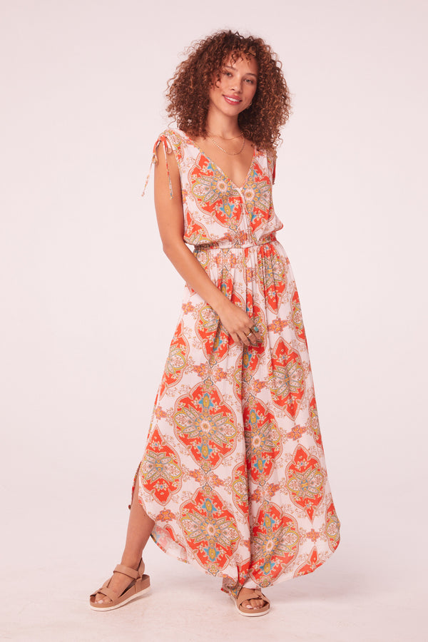 Asilah Orange Medallion Wide Leg Jumpsuit