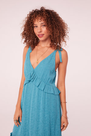 Breeze Turquoise Ruffle Midi Dress