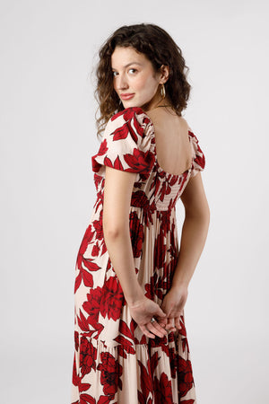 Cherish Garnet Floral Maxi Dress