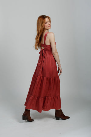 Elwyna Dusty Rose Tiered Maxi Dress