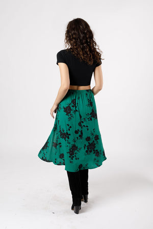 Etta Emerald Floral Midi Skirt