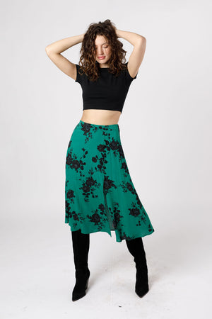 Etta Emerald Floral Midi Skirt