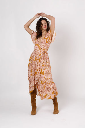 Heather Gold Floral Maxi Dress