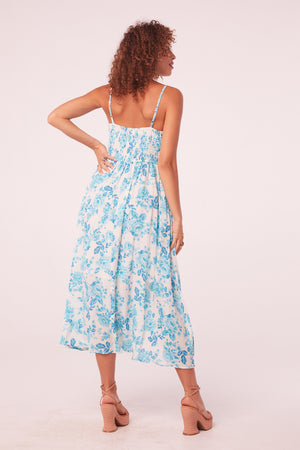 Ithaca Turquoise Ruched Bodice Midi Dress