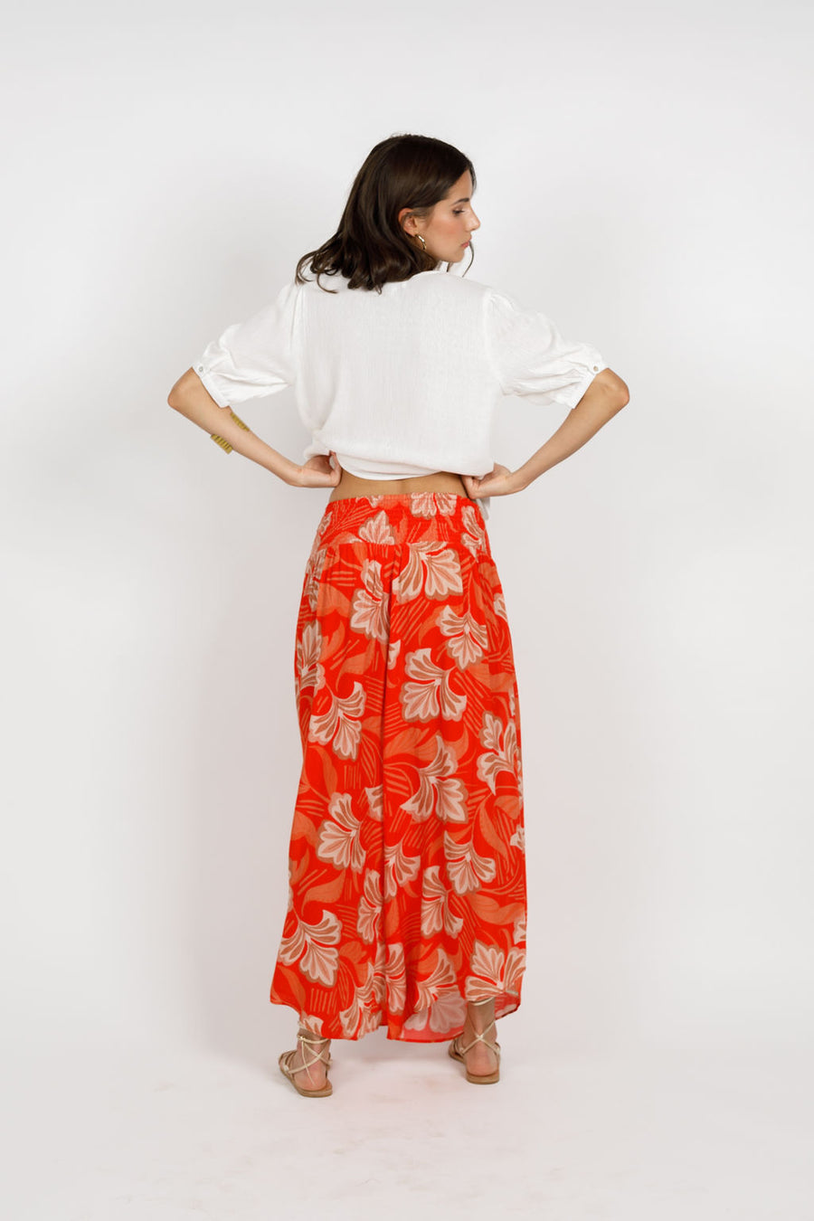 Leilani Orange Floral Wide Leg Pants