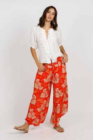 Leilani Orange Floral Wide Leg Pants