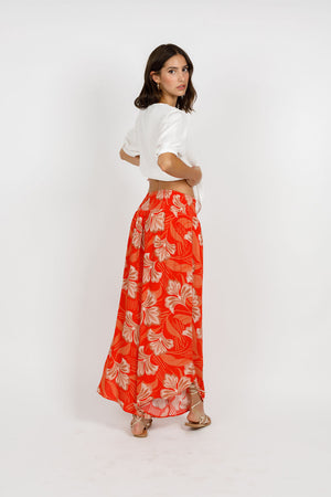 Leilani Orange Floral Wide Leg Pants