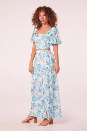 Lemnos Turquoise Floral Maxi Skirt