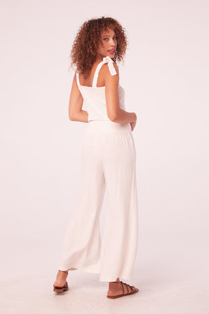 Maggie White Linen High Waisted Pants