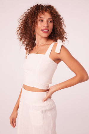Maggie White Linen High Waisted Pants