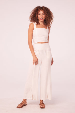 Maggie White Linen High Waisted Pants