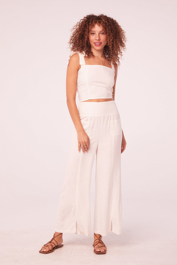Maggie White Linen High Waisted Pants