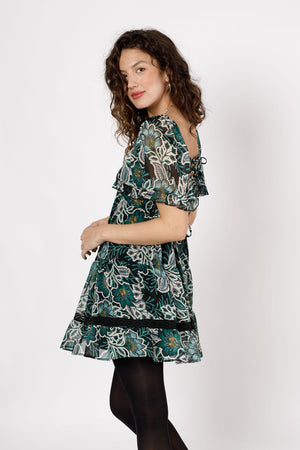 Maisie Emerald Floral Mini Dress