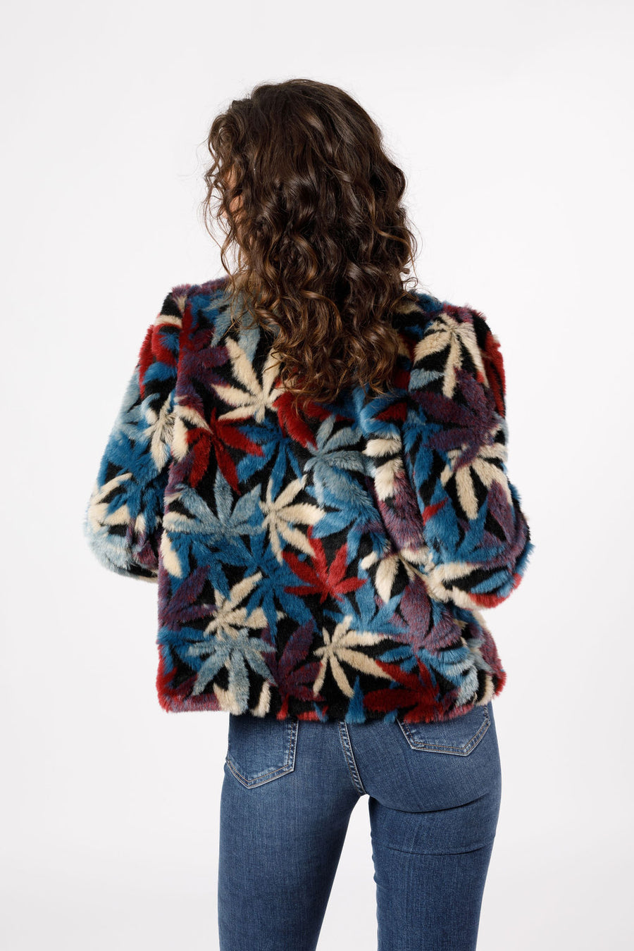 Mary Jane Puff Plush Teal Faux Fur Jacket