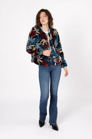 Mary Jane Puff Plush Teal Faux Fur Jacket