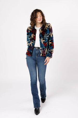 Mary Jane Puff Plush Teal Faux Fur Jacket