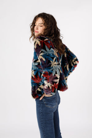 Mary Jane Puff Plush Teal Faux Fur Jacket