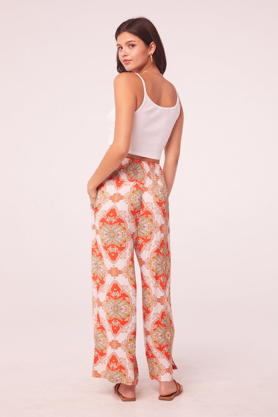 Meknes Orange Medallion Wide Leg Pants