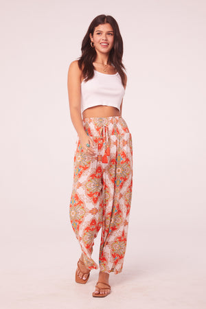 Meknes Orange Medallion Wide Leg Pants