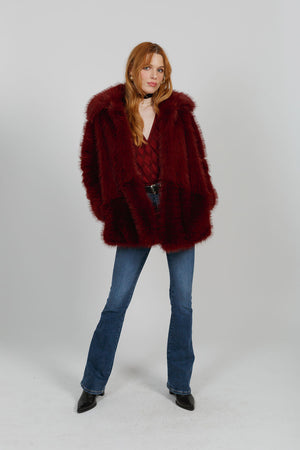 Mercia Burgundy Faux Fur Jacket