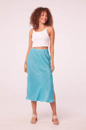 Nida Turquoise Satiny Slip Skirt