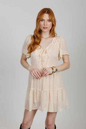 Reah Ivory Lace Mini Dress