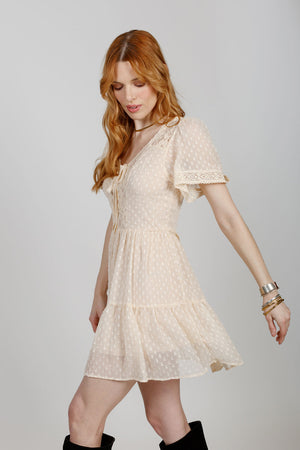 Reah Ivory Lace Mini Dress