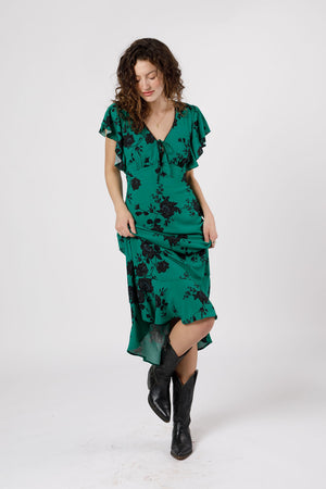 Reba Emerald Floral Maxi Dress