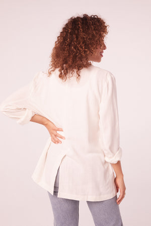 Sadria White Linen Blazer