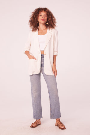 Sadria White Linen Blazer