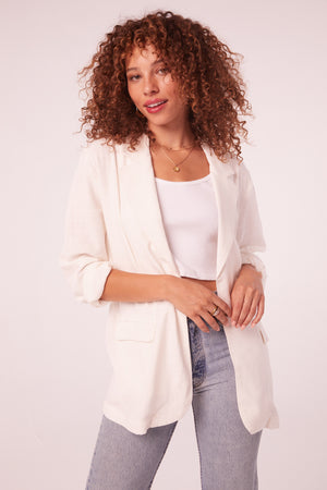 Sadria White Linen Blazer