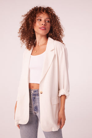 Sadria White Linen Blazer