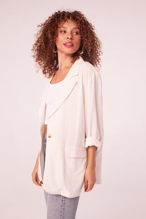 Sadria White Linen Blazer