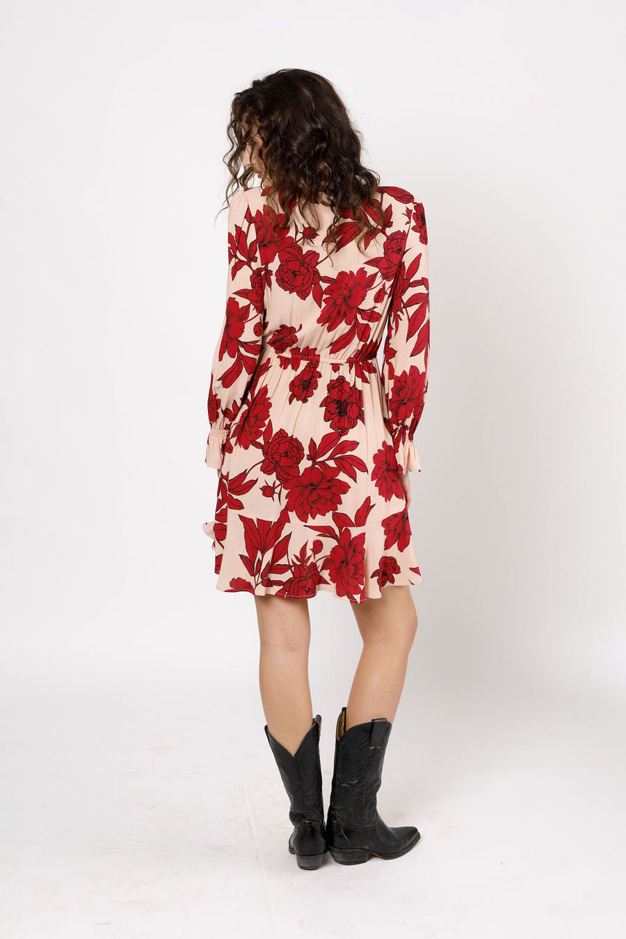 Shania Garnet Floral Long Sleeve Mini Dress