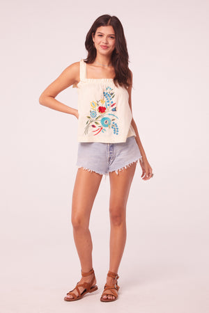 Shasta Ivory Floral Embroidered Top