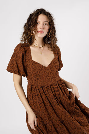 Sierra Walnut Brown Midi Dress