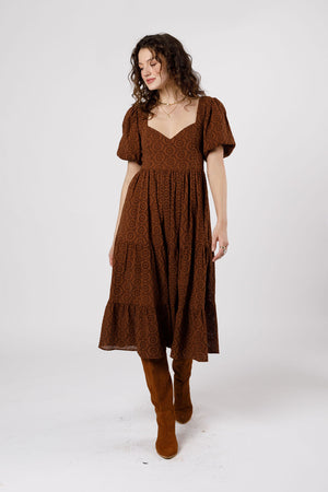 Sierra Walnut Brown Midi Dress