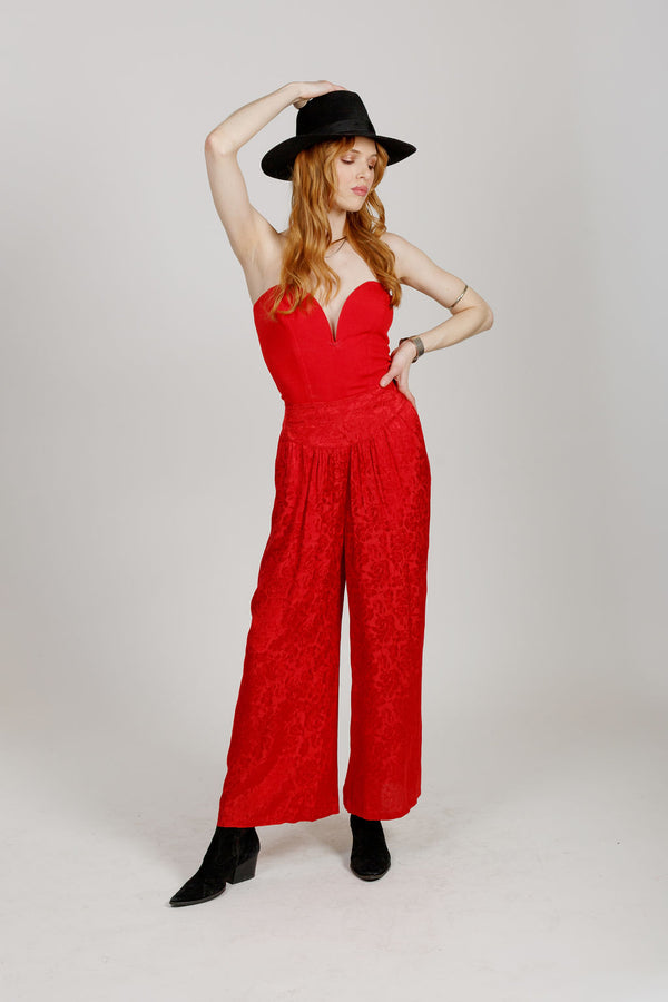 Thaddea Ruby Red Wide Leg Pants