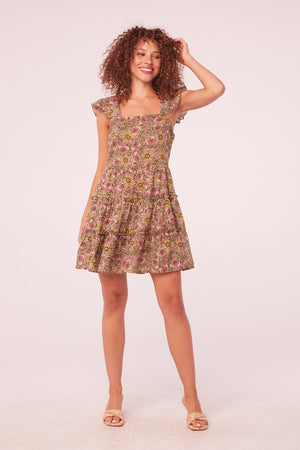 The Haight Olive Floral Mini Dress