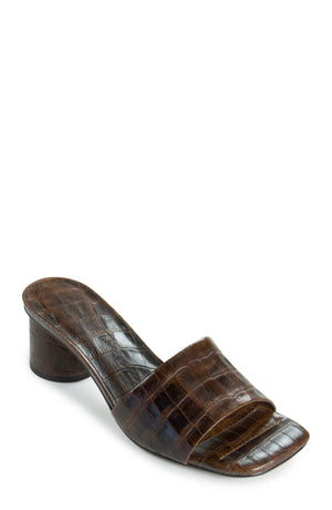 Arbor Espresso Croc Stamp Leather Heel