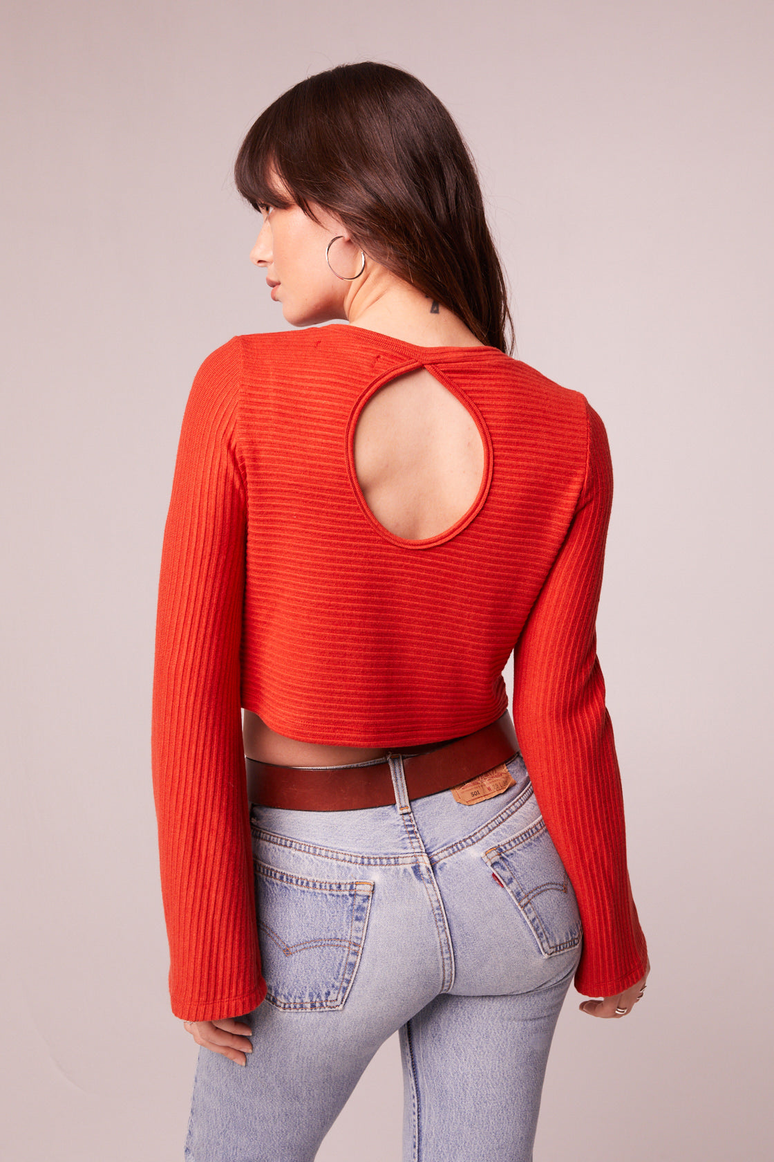 Alize Rust Long Sleeve Crop Top