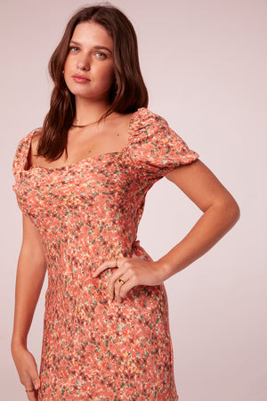 Anaya Salmon Floral Slip Mini Dress