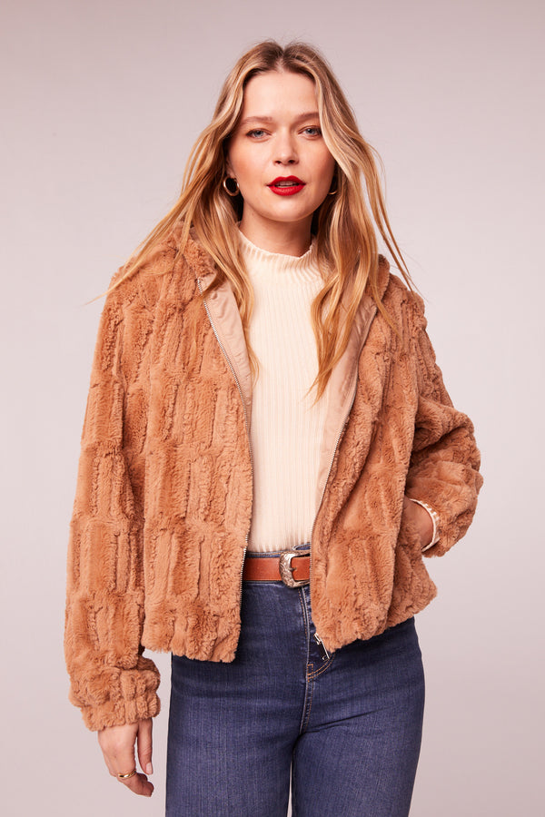 Angel Butterscotch Faux Fur Hooded Jacket