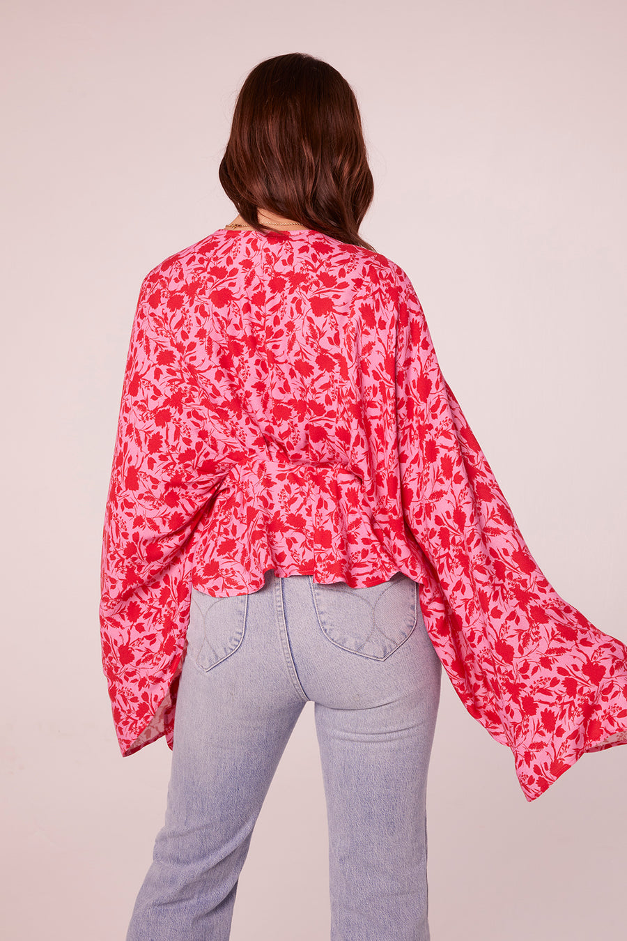 Anjali Pink Floral Batwing Top