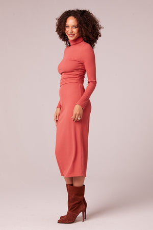 Ascella Dusty Rose Ribbed Pencil Skirt Detail