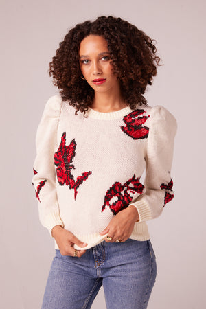 Aster Ivory Floral Knit Sweater Master