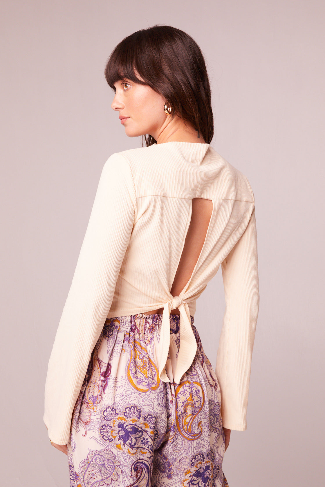 Avril Cream Mock Neck Crop Top